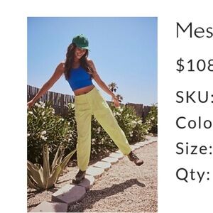 Free People Mesmerize Me Solid Pants medium yellow